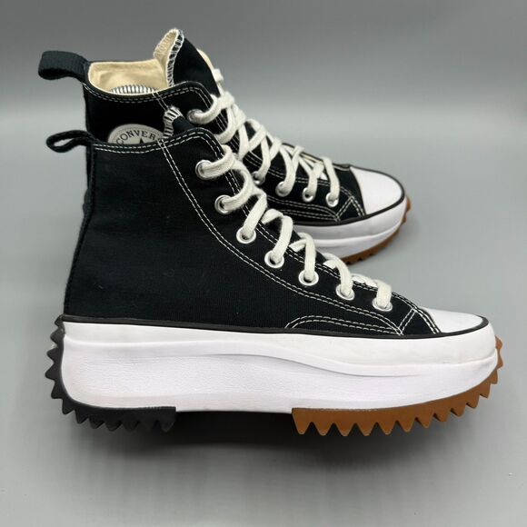 Converse High Top Shoes Run Star Hike Black White Gum Platform Womens Size 6 - Picture 1 of 12